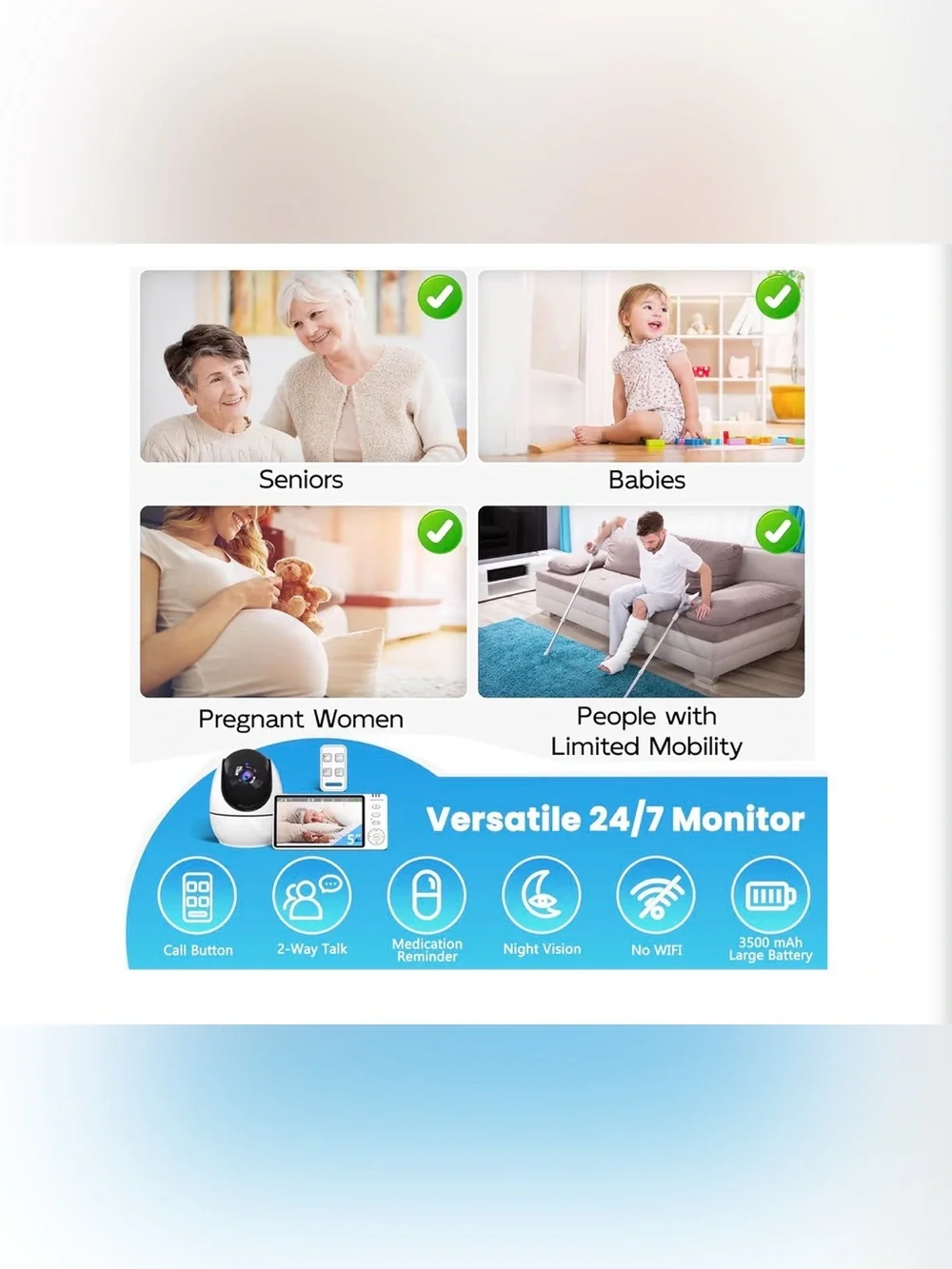 Elderly Monitor with Camera and Audio & Call Button, 2-Way